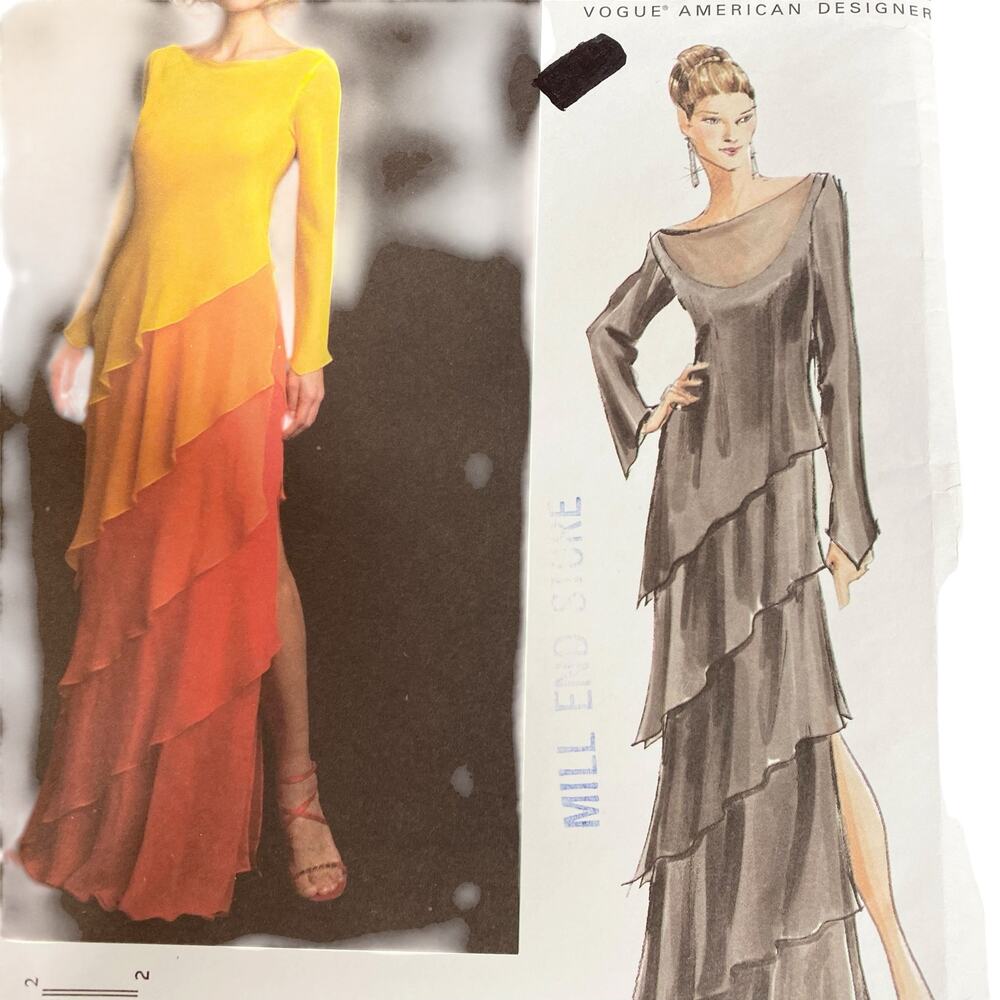 Vogue V2799 Tom Linda Platt Tiered Dress Gown Sewing Pattern 12 14 16 Uncut - Picture 7 of 13